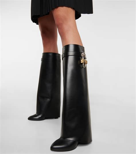 givenchy fold over knee high boots|Givenchy shark lock inspired boots.